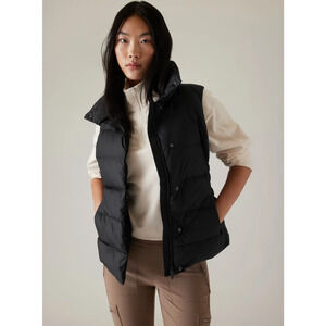 ATHLETA Downtown Down Puffer Vest Jacket Black Sustainable Machine Wash M $179